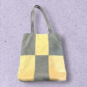 Retro style corduroy tote handbag